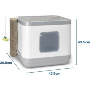 Cat Consept Tırmalama Oyuncaklı Kedi Tuvaleti Gri