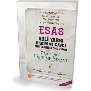 Pelikan Yayınları Esas Adli Yargı Hakim Ve Savcı Adaylarını Seçme Sınavı 7 Çözümlü Deneme Sınavı