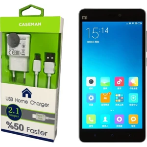 Case Man Xiaomi Mi4C Şarj Cihazı Ev Tipi Adaptör + Data Kablosu Hızlı Şarj Özellikli