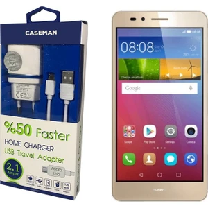 Case Man Huawei GR5 Şarj Cihazı Seyahat Tipi Adaptör + Data Kablosu Hızlı Şarj Özellikli