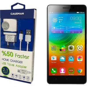 Case Man Lenovo A7000 Şarj Cihazı Seyahat Tipi Adaptör + Data Kablosu Hızlı Şarj Özellikli