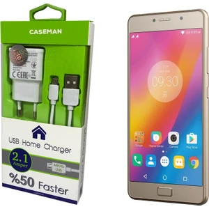Case Man Lenovo Vibe P2 Şarj Cihazı Ev Tipi Adaptör + Data Kablosu Hızlı Şarj Özellikli