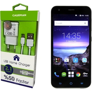 Case Man Turkcell T60 Şarj Cihazı Ev Tipi Adaptör + Data Kablosu Hızlı Şarj Özellikli