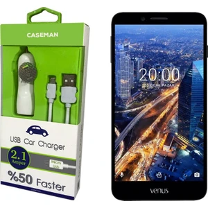 Case Man Vestel Venüs V3 5580 Araç Şarj Cihazı Adaptör + Data Kablosu Hızlı Şarj Özellikli