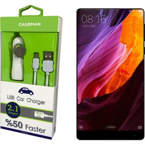 Case Man Xiaomi Mi Mix Araç Şarj Cihazı Adaptör + Data Kablosu Hızlı Şarj Özellikli