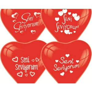 Seni Seviyorum Yazılı 100 lü Kalp Balon