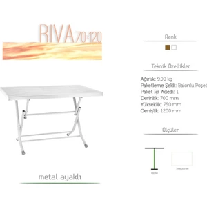 70*120 Metal Ayaklı Plastik Katlanır Masa (Beyaz)