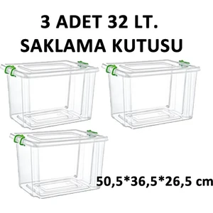 Geçmeli Saklama Kabı 32 Lt.3 Adet