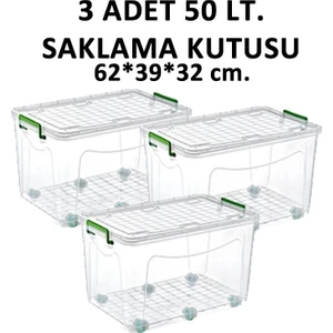 Maksi Saklama Kutusu Tekerli 50 Lt 3 Adet