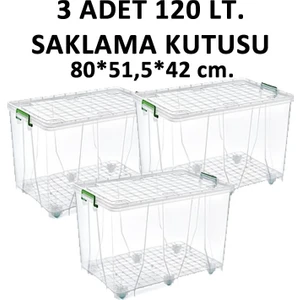 Mega Saklama Kutusu Tekerli 120 Lt .3 Adet