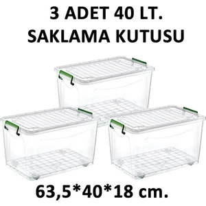 Maksi Saklama Kutusu Tekerli 40 Lt.3 Adet