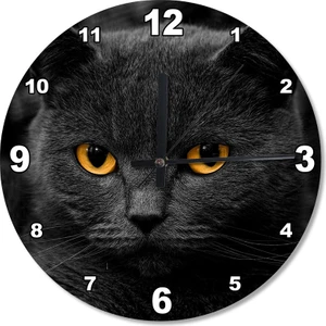 Tablomega Kara Kedi Ahşap Duvar Saati