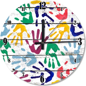Tablomega Renkli Eller Ahşap Duvar Saati
