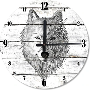 Çiçek Gözlü Kurt Analog Duvar Saati
