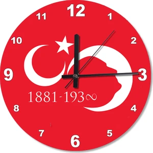 Bayrak , Atatürk Silüeti, Doğum Sonsuzluk Desenli Duvar Saati