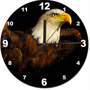 Beyaz Başlı Boz Kartal Baskılı Duvar Saati