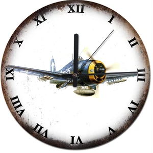 Roma Rakamlı Pervaneli Savaş Üçağı Dekoratif Duvar Saati