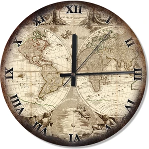 Dünya Tarihi Haritası Desenli Duvar Saati