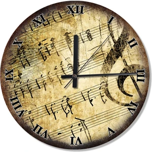 Notalar Roma Rakamlı Baskılı Duvar Saati