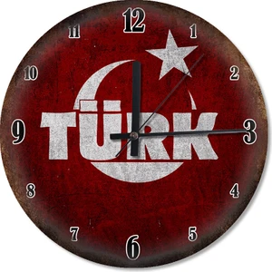 Türk Yazı Bayrak Sessiz Duvar Saati