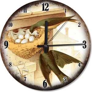 Kırlangıçlar Ailesi Ve Yuvası Analog Duvar Saati