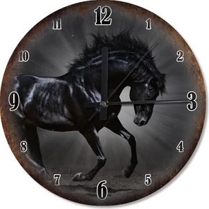 Siyah Yarış Atı Analog Duvar Saati
