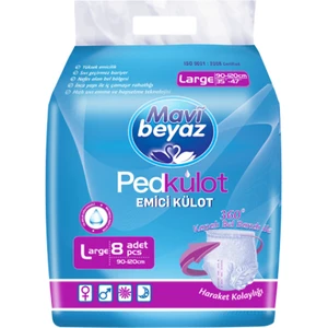 Mavi Beyaz Pedkülot Yetişkin Hasta Bezi L Beden 8'li Paket