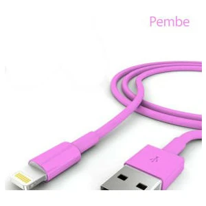 iPhone Uyumlu Şarj Data Kablosu - Pembe