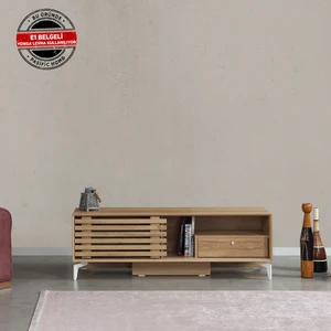 Pasific Home Lulu Metal Ayaklı Sürgülü Tv Ünitesi, 150 Cm, Meşe