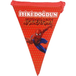 Sihirli Parti Spiderman Örümcek Adam Üçgen Flama Bayrak Set