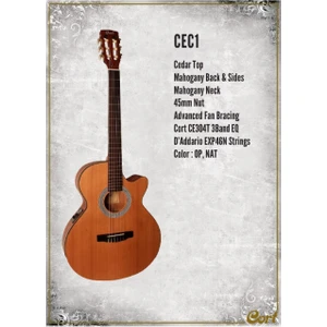 Cec1 Op Elektro Klasik Gitar Open Pore Ladin Kapak