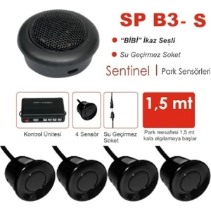 Park Sensörü Buzzerli Siyah Bip Ses İkazlı 4 Gözlü SPB3S