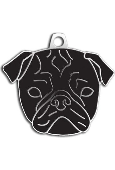 Dalis Pet Tag - Pug Köpek Künyesi (Siyah)