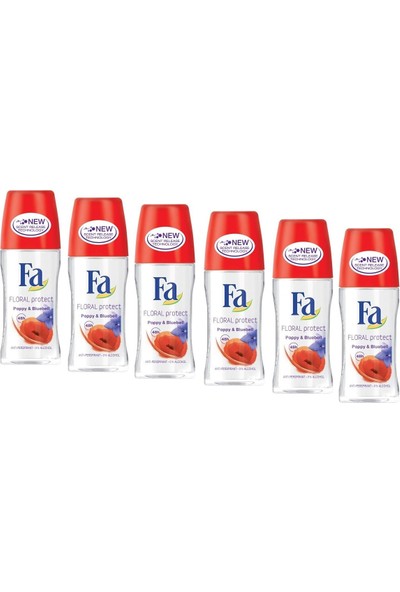 Fa Roll-On Floral Protect Poppy & Bluebell 50 Ml 6'lı Paket