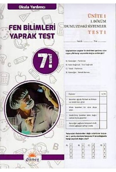 Güneş 7. Sınıf Fen Bilimleri Yaprak Test