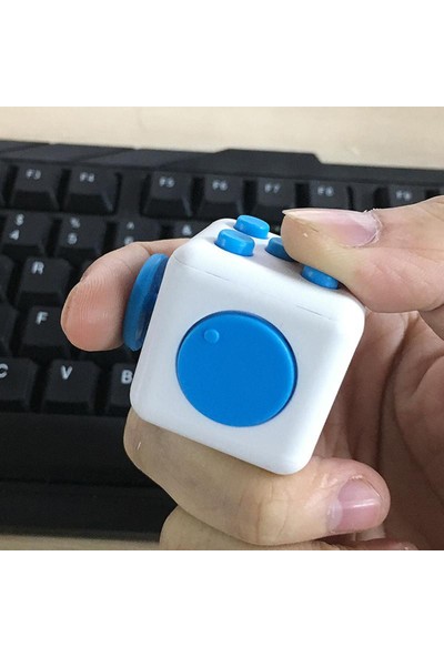 Practika Stres Küpü Mavi Beyaz - Fidget Cube Blue White