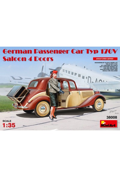 Miniart 1/35 Ölçek Plastik Maket, Alman Yolcu Otomobili Mercedes Benz Typ 170V Saloon 4 Kapılı