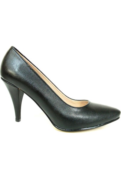 Zenay 1401 Siyah Deri Stiletto Bayan Ayakkabı