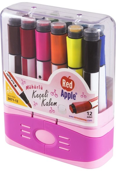 Tekreyonda Red Apple Kutulu Renkli Mühürlü Keçeli Kalem 12'Li Kutu
