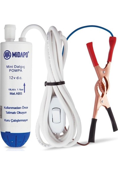 Midapo 12 Volt 1/4" Mini Dalgıç Pompa(Mazot,Su Yada Süt Pompası)