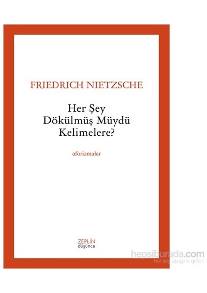 Her Şey Dökülmüş Müydü Kelimelere ?-Friedrich Nietzsche