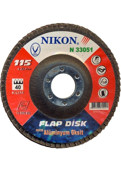 33057 Alox. Flap Disk 115 mm 100 Kum 5 Adet