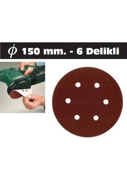 Cırtlı Disk Zımpara Kahverengi Alox 150 mm 60 Kum 10 Adet
