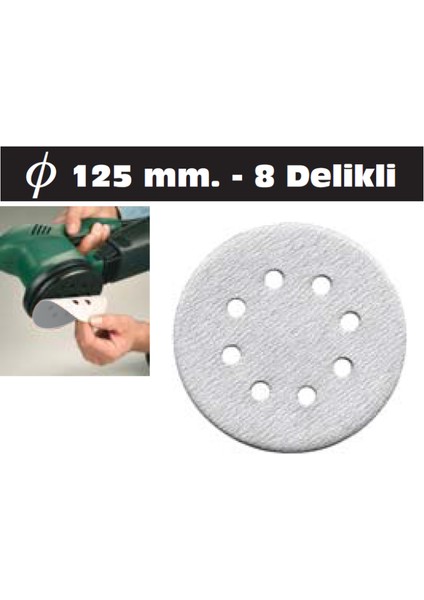 Cırtlı Disk Zımpara Beyaz Alox 125 mm 120 Kum 10 Adet