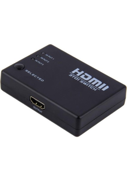 SY-301 3 Port Kumandalı Full HD 1080p Kablosuz HDMI Switch Dahili IR Kızılötesi Alıcılı Yeni Versiyon