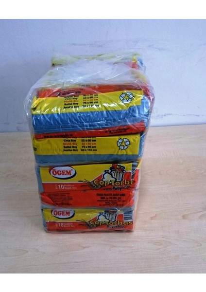 Büyük Boy Çöp Torbası 65x80 cm10 Lu Rulo x 5 Paket = 50 Adet Mavi
