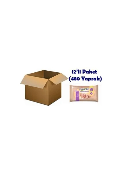 Fresh'N Soft Yenidoğan Bebek Havlusu 12'li Paket (480 Yaprak)