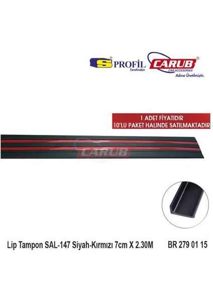 Tampon Altı Lip SAL-147 Siyah-Kırmızı 7 cm x 2.30 m