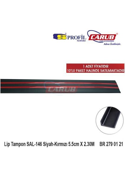 Tampon Altı Lip SAL-146 Siyah-Kırmız 5.5 cm x 2.30 m