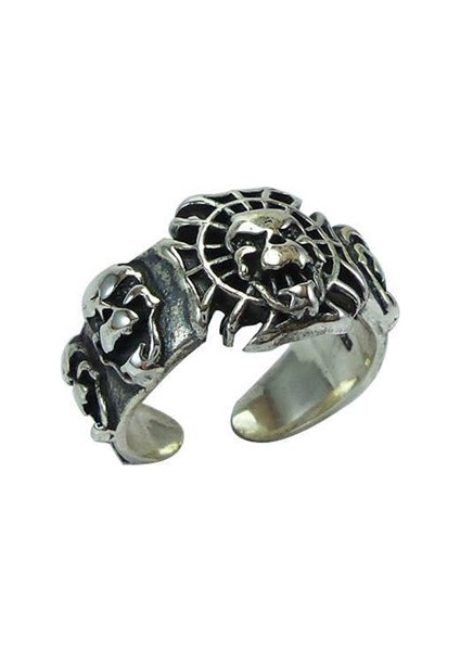 Gotik Kurukafa Skull Gümüş Erkek Yüzüğü